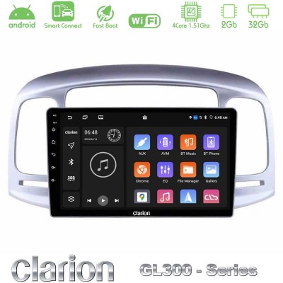 Clarion GL300 Series 4Core Android ClarionOS 2+32GB Hyundai Accent 2006-2011 Navigation Multimedia Tablet 9