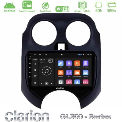 Clarion GL300 Series 4Core Android ClarionOS 2+32GB Nissan Micra 2011-2014 Navigation Multimedia Tablet 9