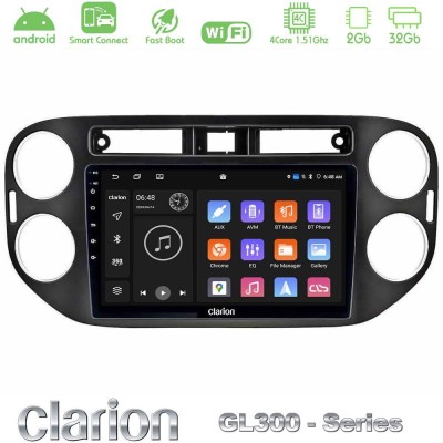 Clarion GL300 Series 4Core Android ClarionOS 2+32GB VW Tiguan Navigation Multimedia Tablet 9
