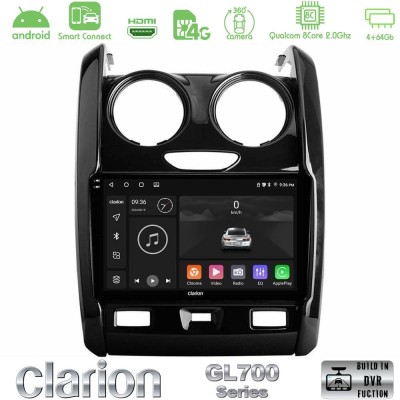 Clarion GL700 QUALCOMM Series 8Core Android ClarionOS 4+64GB Dacia Duster 2014-2018 Navigation Multimedia Tablet 9