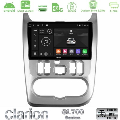 Clarion GL700 QUALCOMM Series 8Core Android ClarionOS 4+64GB Dacia Duster/Sandero/Logan Navigation Multimedia Tablet 9
