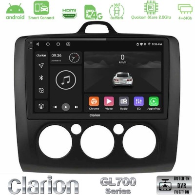 Clarion GL700 QUALCOMM Series 8Core Android ClarionOS 4+64GB Ford Focus Manual AC Navigation Multimedia Tablet 9