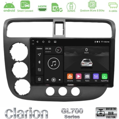 Clarion GL700 QUALCOMM Series 8Core Android ClarionOS 4+64GB Honda Civic 2001-2005 Navigation Multimedia Tablet 9