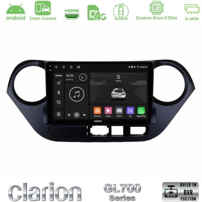 Clarion GL700 QUALCOMM Series 8Core Android ClarionOS 4+64GB Hyundai i10 2014-2020 Navigation Multimedia Tablet 9