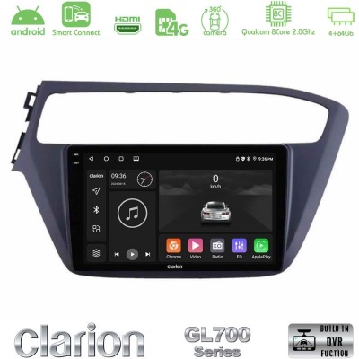 Clarion GL700 QUALCOMM Series 8Core Android ClarionOS 4+64GB Hyundai i20 2018-2020 Navigation Multimedia Tablet 9