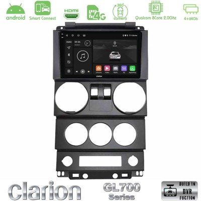 Clarion GL700 QUALCOMM Series 8Core Android ClarionOS 4+64GB Jeep Wrangler 2Door 2008-2010 Navigation Multimedia Tablet 9