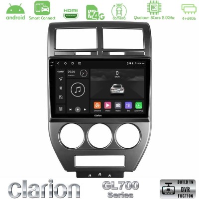 Clarion GL700 QUALCOMM Series 8Core Android ClarionOS 4+64GB Jeep Compass/Patriot 2007-2008 Navigation Multimedia Tablet 10