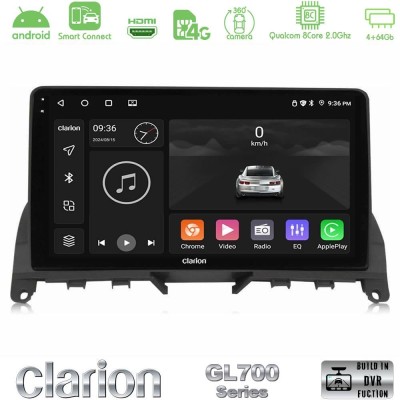 Clarion GL700 QUALCOMM Series 8Core Android ClarionOS 4+64GB Mercedes C Class W204 Navigation Multimedia Tablet 9