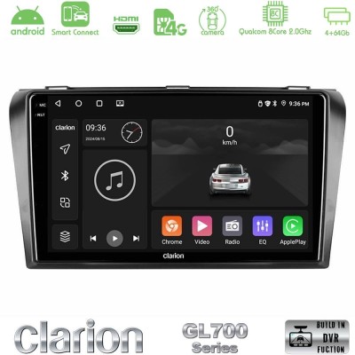 Clarion GL700 QUALCOMM Series 8Core Android ClarionOS 4+64GB Mazda 3 2004-2009 Navigation Multimedia Tablet 9
