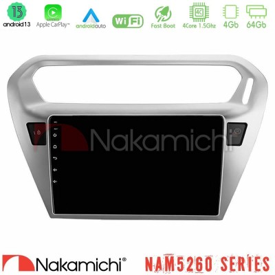 Nakamichi NAM5260 Series 4Core Android13 4+64GB Citroen C-Elysee / Peugeot 301 Navigation Multimedia Tablet 9